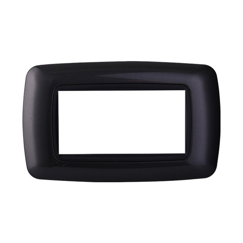 Placca Plastica Bombata Serie Space 4P Colore Acciaio Scuro Compatibile Con Bticino Living International