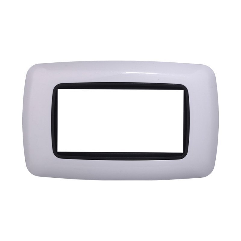 ETTROIT Placca Plastica Bombata Serie Space 4P Colore Bianco Compatibile Con Bticino Living International