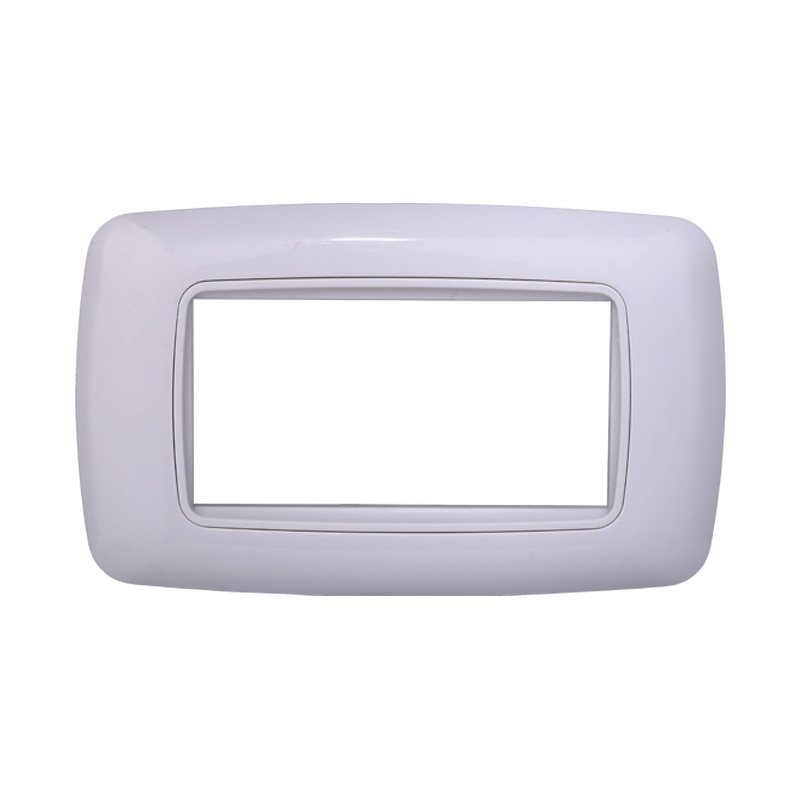 ETTROIT Placca Plastica Bombata Serie Space 4P Colore Bianco Completo Compatibile Con Bticino Living International