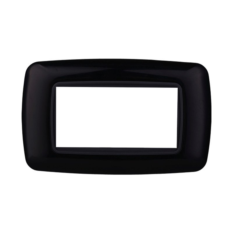 ETTROIT Placca Plastica Bombata Serie Space 4P Colore Nero Compatibile Con Bticino Living International
