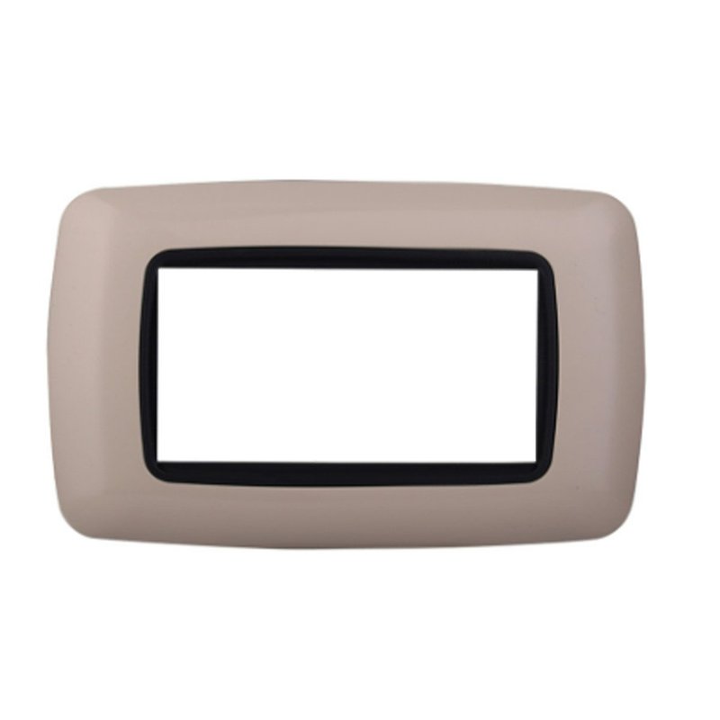 ETTROIT Placca Plastica Bombata Serie Space 4P Colore Sabbia Compatibile Con Bticino Living International