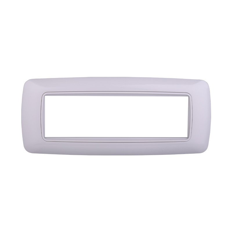 ETTROIT Placca Plastica Bombata Serie Space 7P Colore Bianco Completo Compatibile Con Bticino Living International