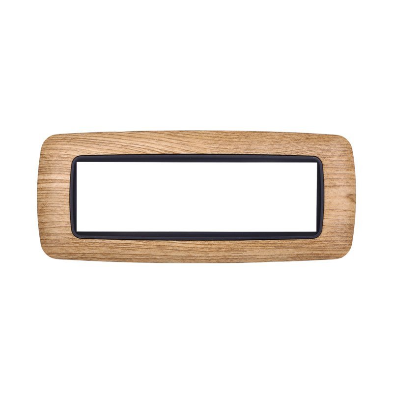 ETTROIT Placca Plastica Bombata Serie Space 7P Colore Legno Scuro Compatibile Con Bticino Living International