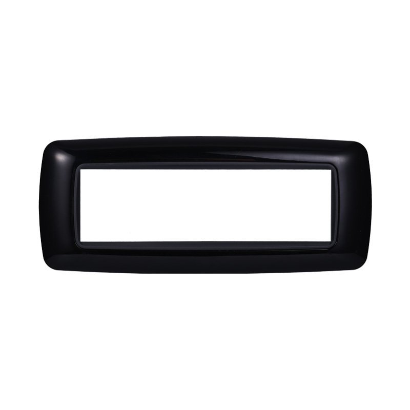 ETTROIT Placca Plastica Bombata Serie Space 7P Colore Nero Compatibile Con Bticino Living International