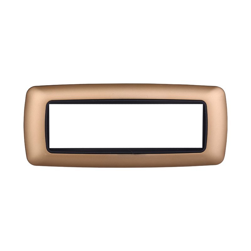 ETTROIT Placca Plastica Bombata Serie Space 7P Colore Oro Compatibile Con Bticino Living International