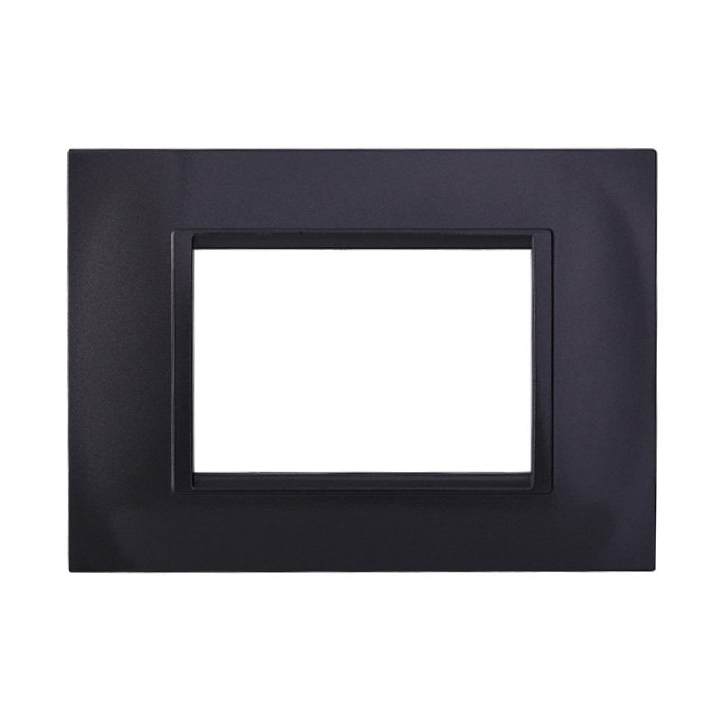 Placca Plastica Quadrata Serie Space 3P Colore Acciaio Scuro Compatibile Con Bticino Living Light