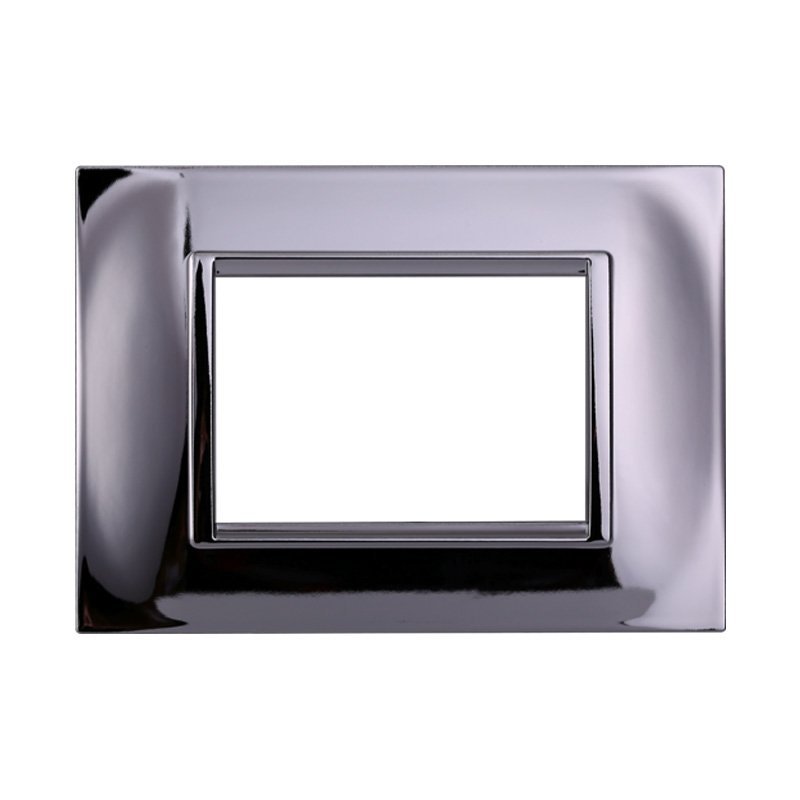 Placca Plastica Quadrata Serie Space 3P Colore Cromato Lucido Compatibile Con Bticino Living Light