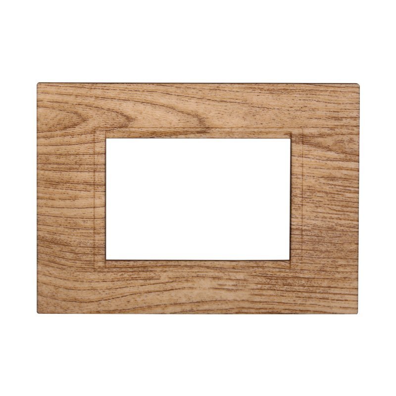 ETTROIT Placca Plastica Quadrata Serie Space 3P Colore Legno Chiaro Compatibile Con Bticino Living Light