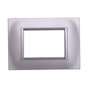 ETTROIT Placca Plastica Quadrata Serie Space 3P Colore Silver Compatibile Con Bticino Living Light