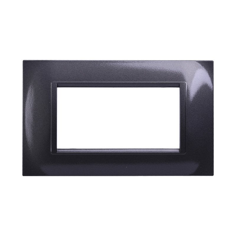 Placca Plastica Quadrata Serie Space 4P Colore Acciaio Scuro Compatibile Con Bticino Living Light