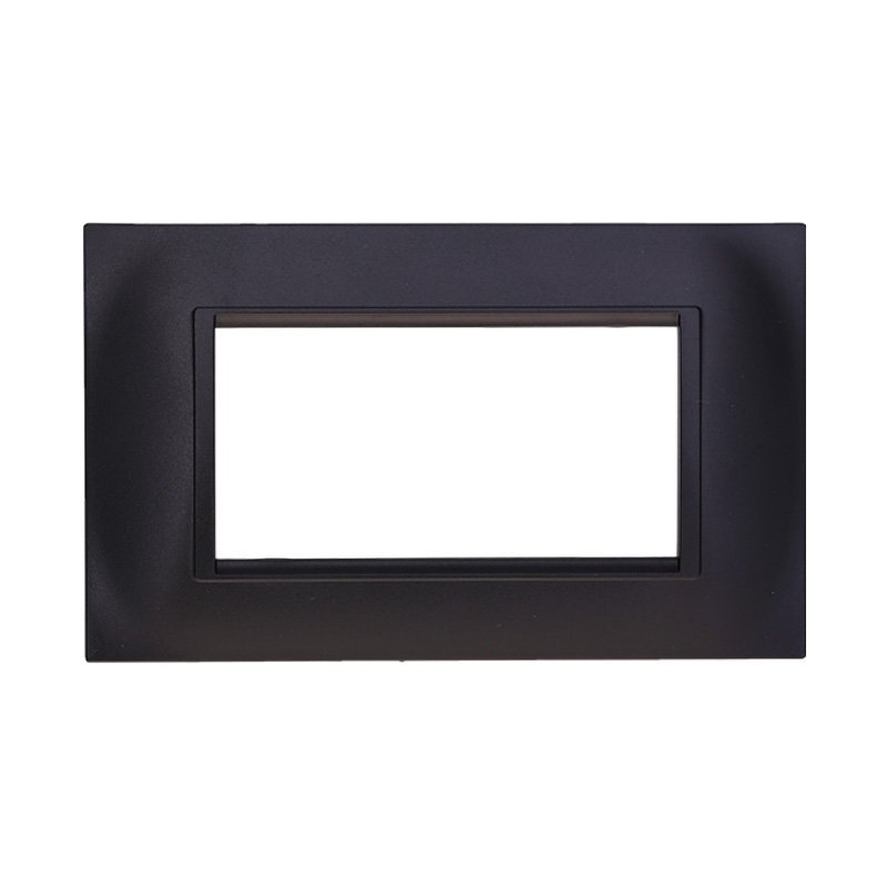 ETTROIT Placca Plastica Quadrata Serie Space 4P Colore Nero Compatibile Con Bticino Living Light