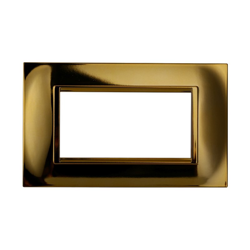 Placca Plastica Quadrata Serie Space 4P Colore Oro Lucido Compatibile Con Bticino Living Light