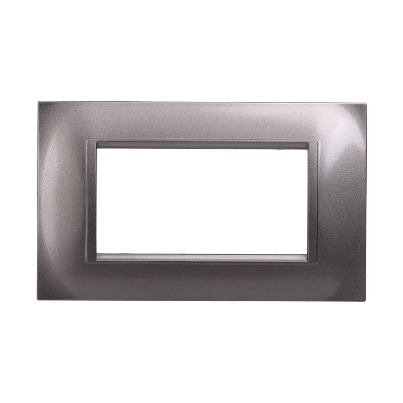 Placca Plastica Quadrata Serie Space 4P Colore Titanio Compatibile Con Bticino Living Light