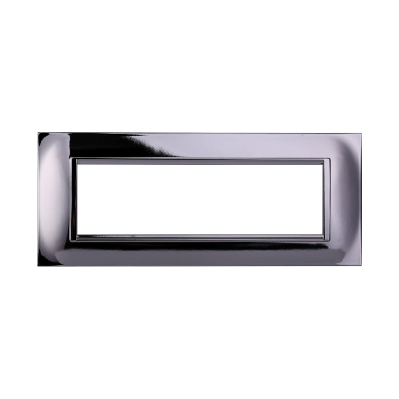 ETTROIT Placca Plastica Quadrata Serie Space 7P Colore Cromato Lucido Compatibile Con Bticino Living Light