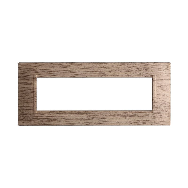 ETTROIT Placca Plastica Quadrata Serie Space 7P Colore Legno Scuro Compatibile Con Bticino Living Light