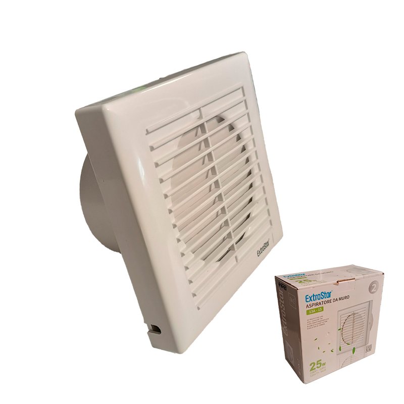 Ventola Aspirazione 25W 320m3/h 34dB Aspiratore da Muro per Bagno Cucina 230V 50Hz