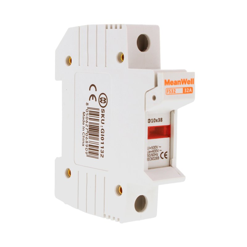 MeanWell Portafusibile Modulare AC 1P 1M D10X38mm 32A AC 500V IP20 IEC60269 FS32