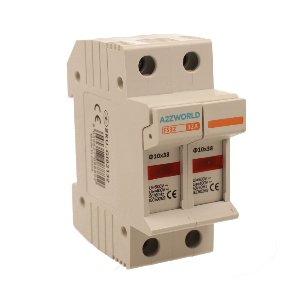 Portafusibile Modulare AC 2P 2M D10X38mm 32A AC 500V IP20 IEC60269 FS32