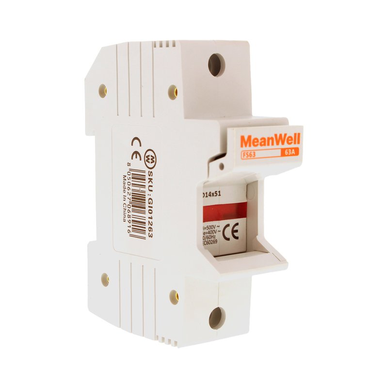 MeanWell Portafusibile Modulare AC 1P 1M D14X51mm 63A AC 500V IP20 IEC60269 FS63