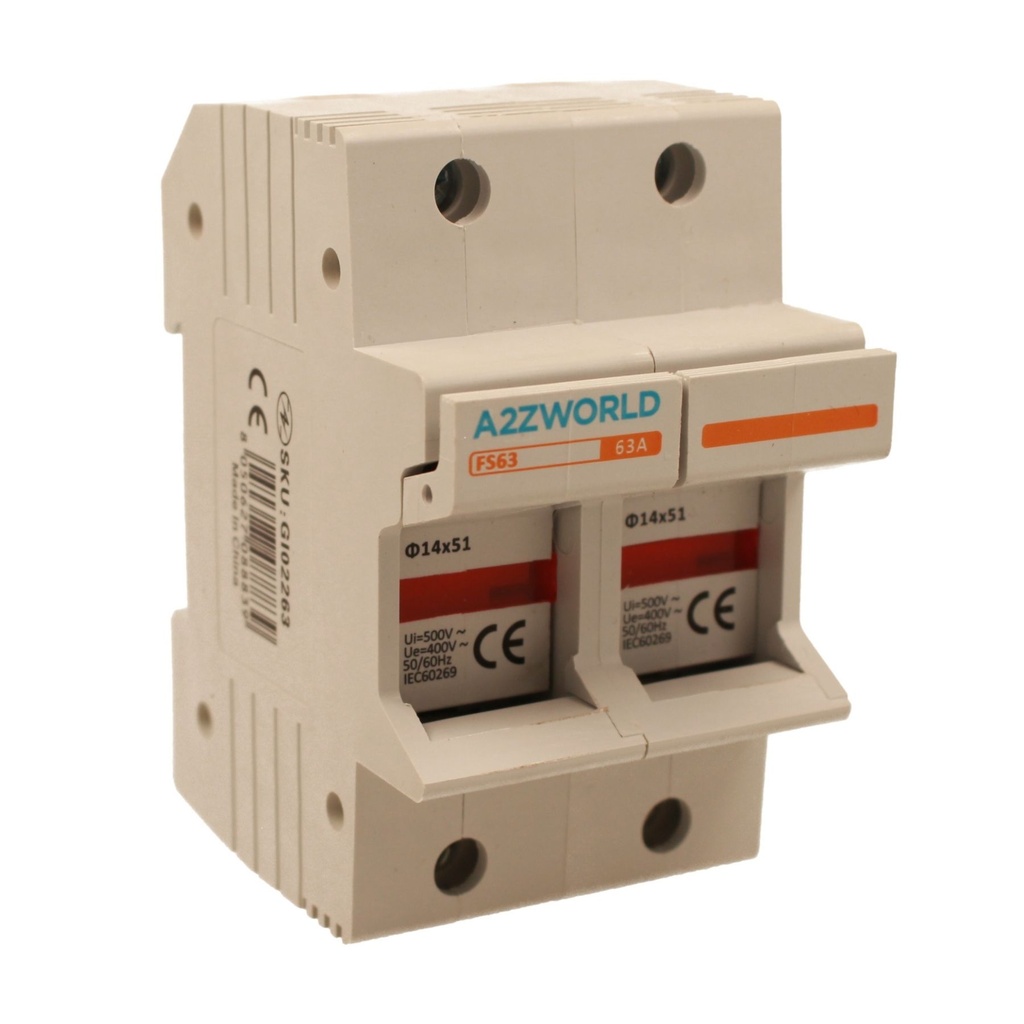 Portafusibile Modulare AC 2P 2M D14X51mm 63A AC 500V IP20 IEC60269 FS63