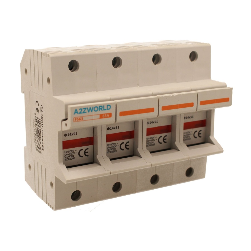 Portafusibile Modulare AC 4P 4M D14X51mm 63A AC 500V IP20 IEC60269 FS63