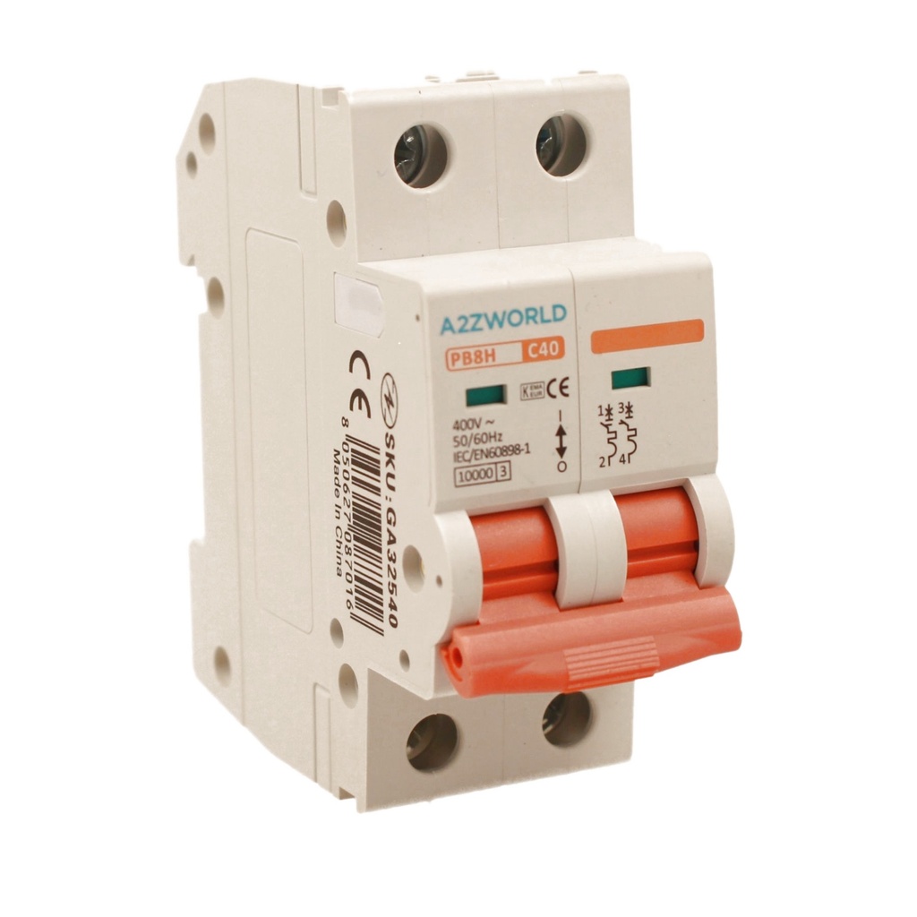 MCB Interruttore Magnetotermico Automatico Curva C 2P 2M 10000A C40A AC 400V IP20 PB8H