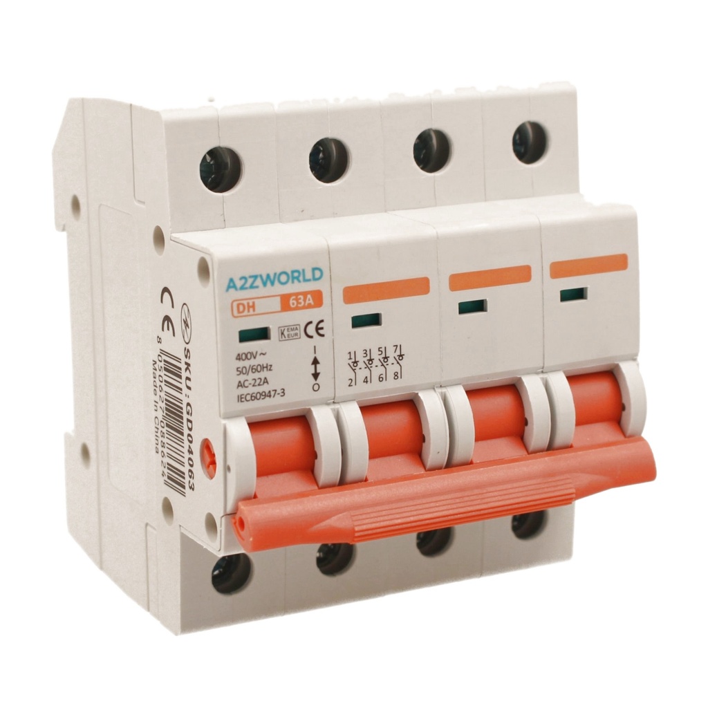 Interruttore Sezionatore Modulare 4P 4M 63A AC 400V IP20 IEC60947-3 DH