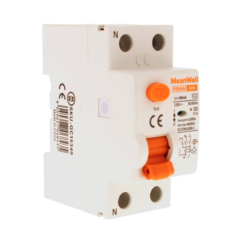 RCCB Interruttore Differenziale Puro Tipo A 1P+N 2M 6000A 30mA 40A AC 230V IP20 IEC61008-1