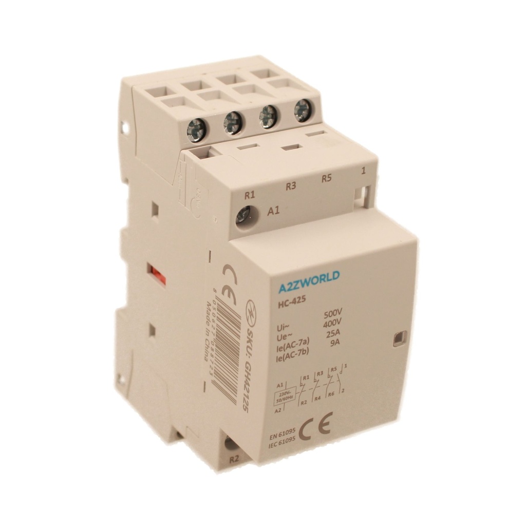 Teleruttore Contattore Modulare AC 4P 2M 25A Bobina AC 230V IP20 HC-425