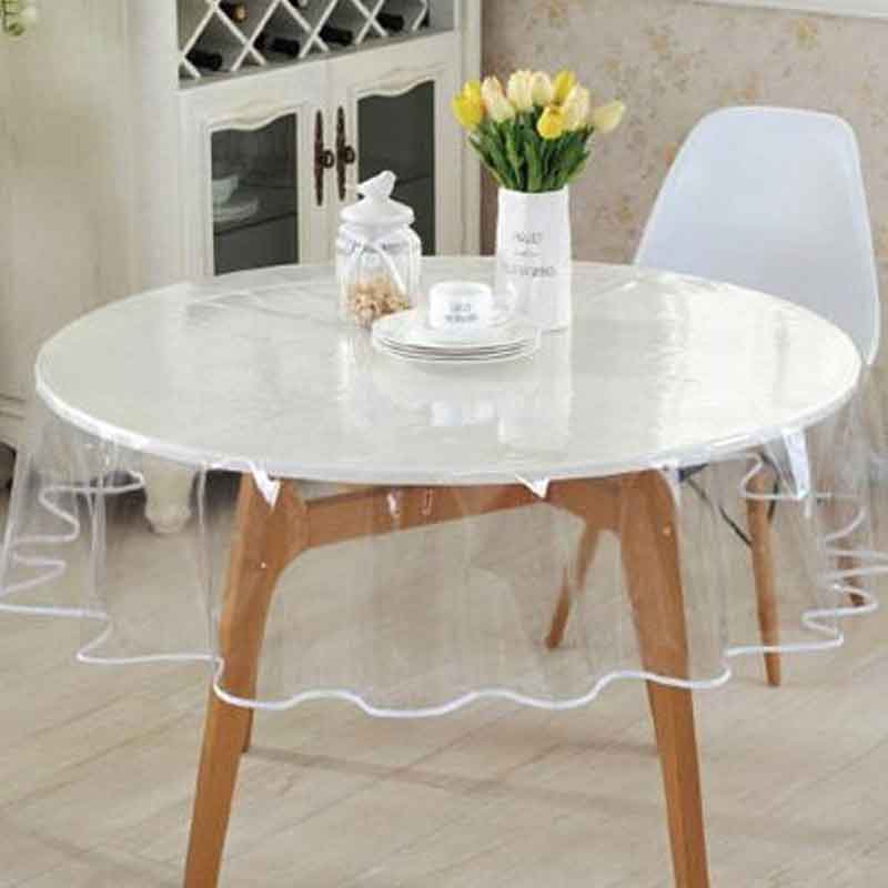 Tovaglia PVC trasparente impermeabile rotonda, diametro 140 cm, lavabile e resistente