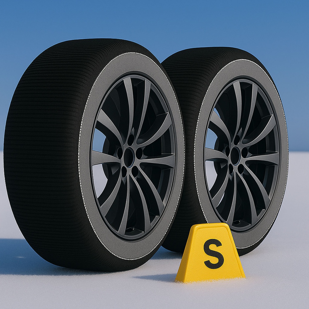 [CN702045] Calze Da Neve per Auto Omologate EN 16662-1 2020 Modello Nero Standard Misura S