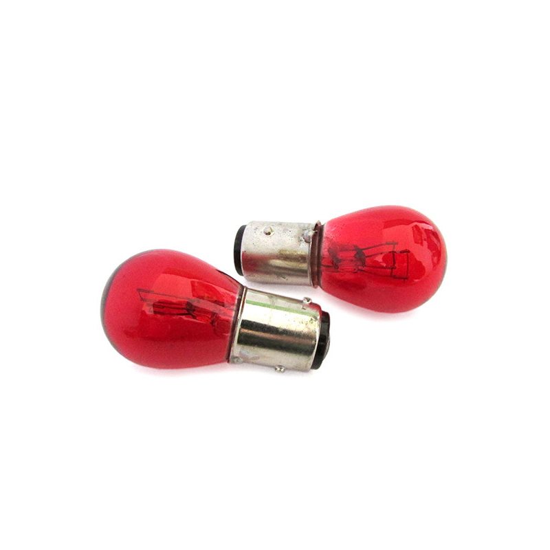 Blister 2 Lampade Alogene PR21/5W BAW15D 12V Rosse Compatibile con Philips 12495 CP