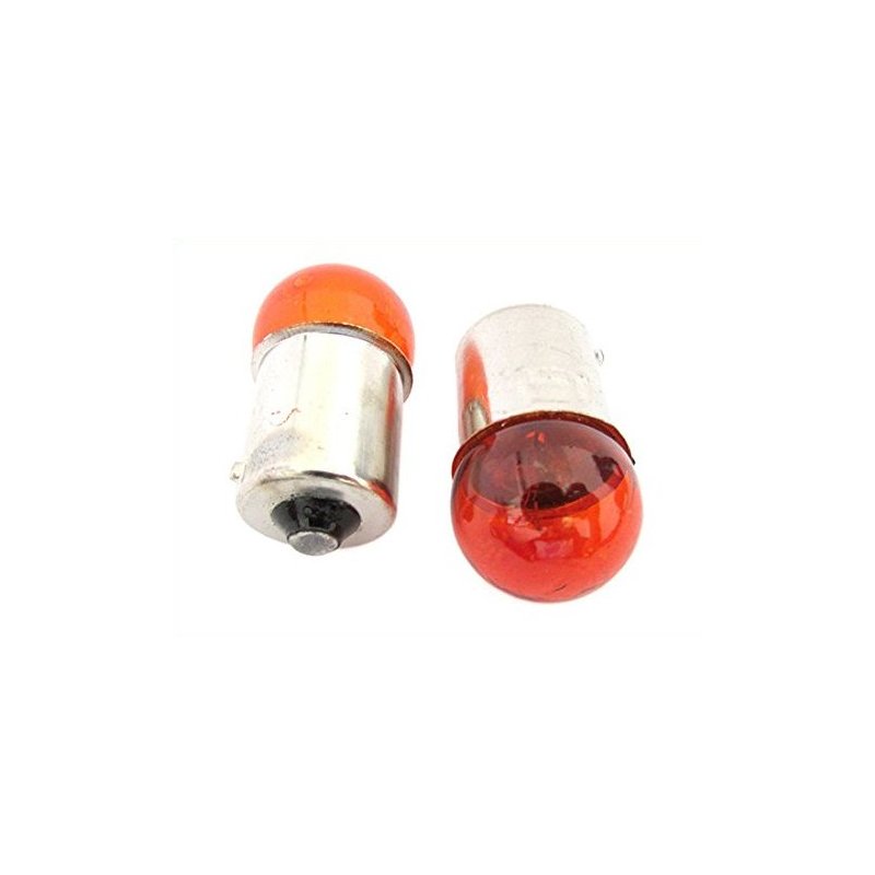 Blister 2 Lampade Sferica RY10W BAU15S 12V 10W Arancione Amber Per Luci Frecce Moto Piedi Storti