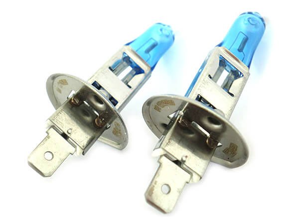 Coppia lampade alogene H1 12V 55W P14,5s effetto Xenon bianco per fari auto
