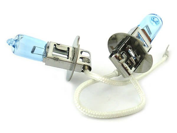 Coppia lampade alogene H3 12V 55W PK22s effetto Xenon bianco per fendinebbia