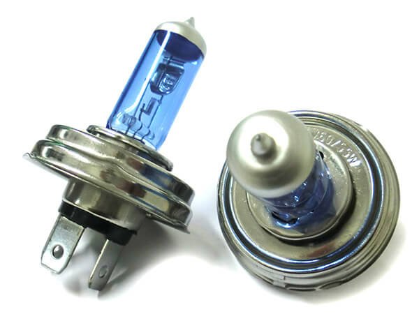 Coppia lampade alogene H4 H5 P45t 12V 60/55W effetto Xenon per auto d’epoca