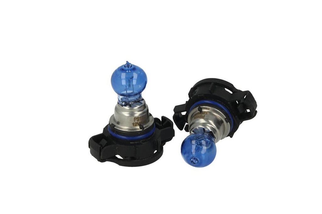 Coppia lampade alogene PS19W 12V 19W PG20-1 Super White effetto Xenon bianco