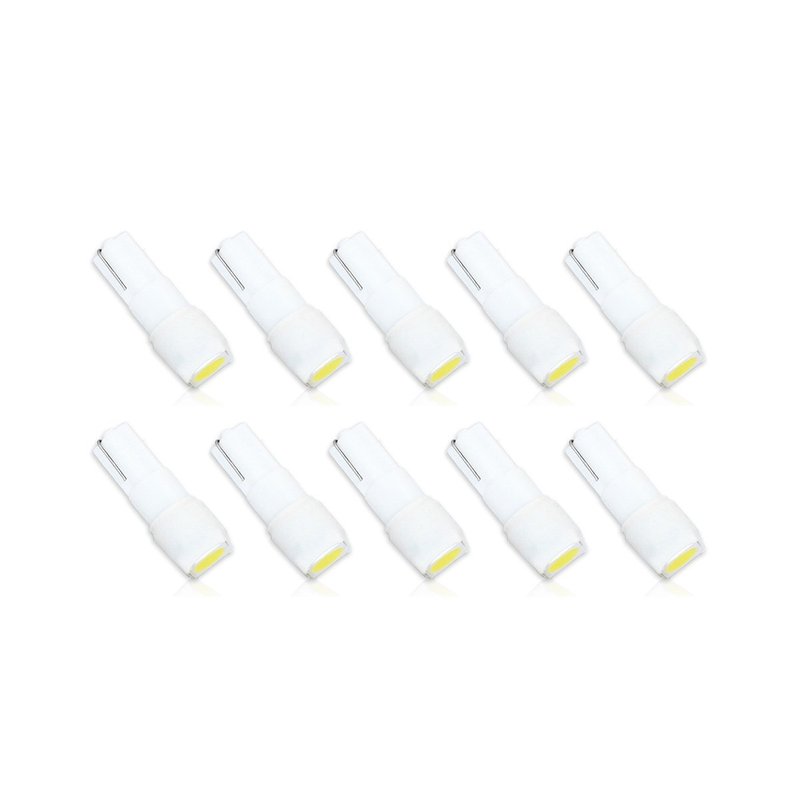 10 Lampadine Led, Lampadina T5 12V W1,2W Colore Bianco Con 1 Smd 5050 Luci Cruscotto Auto e Moto