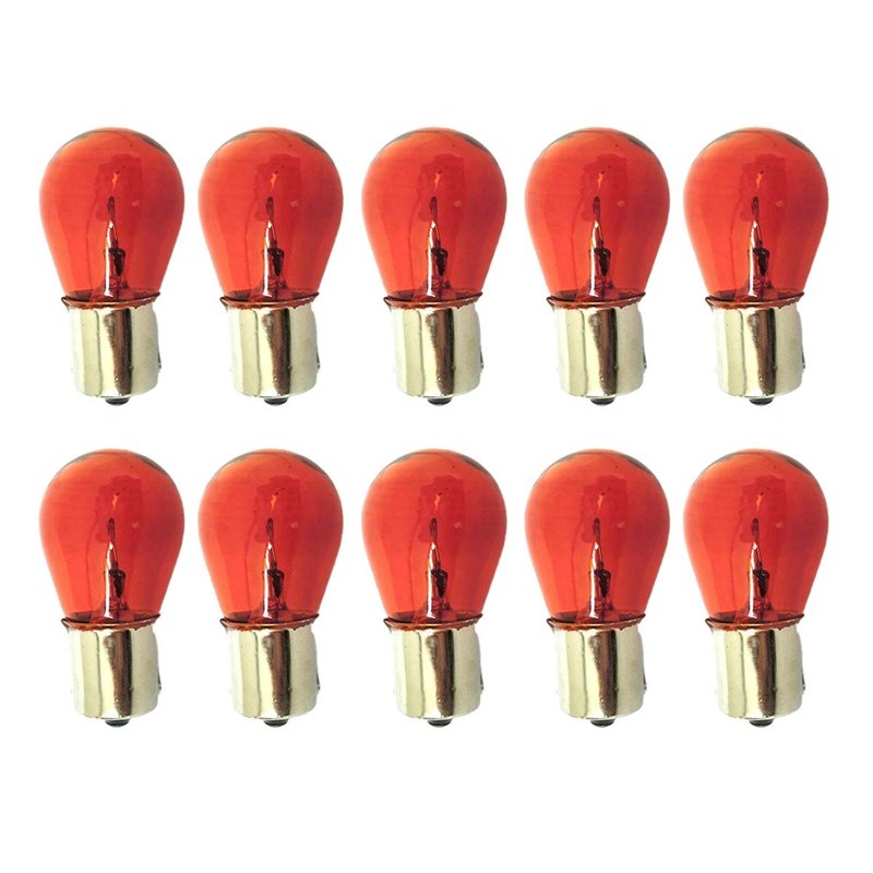 Set 10 lampade alogene S25 PY21W 12V 21W BA15S arancione per indicatori