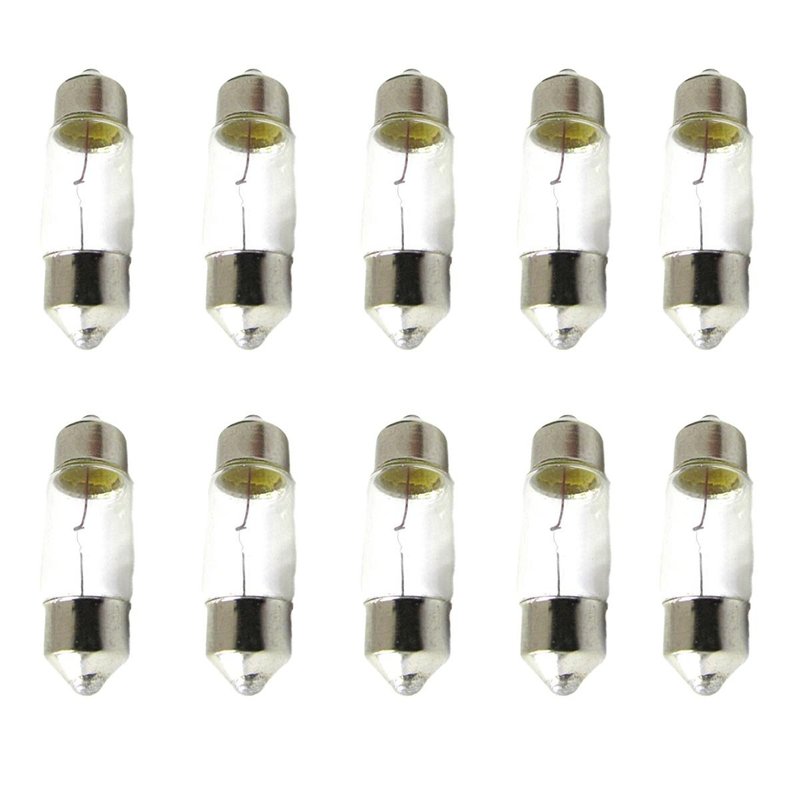[LA1230] Set 10 lampade alogene siluro T11 31mm 12V 5W SV8,5-8 per interni e targa auto