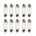 Set 10 lampade alogene siluro T11 C10W 41mm 12V 10W per interni e targa auto