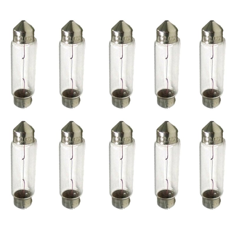 Set 10 lampade alogene siluro T11 C5W 12V 5W 36 mm per interni auto e targa