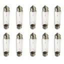 10 Lampade Alogene Siluro T11 C5W 12V 5W 36mm per Interni Auto e Luci Targa
