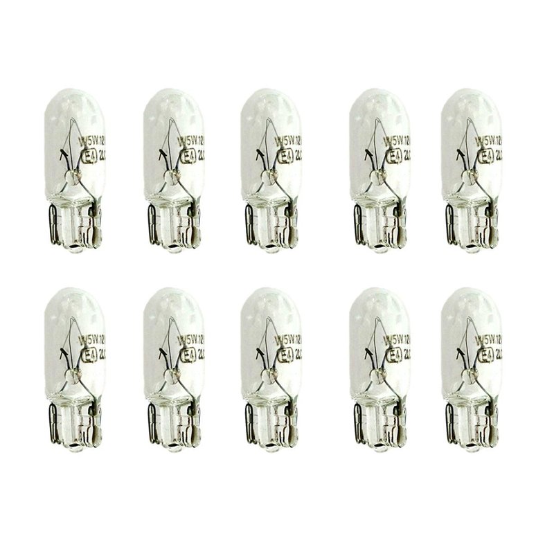 Set 10 lampade alogene T10 W3W 12V 3W tutto vetro W2,1x9,5d per interni auto