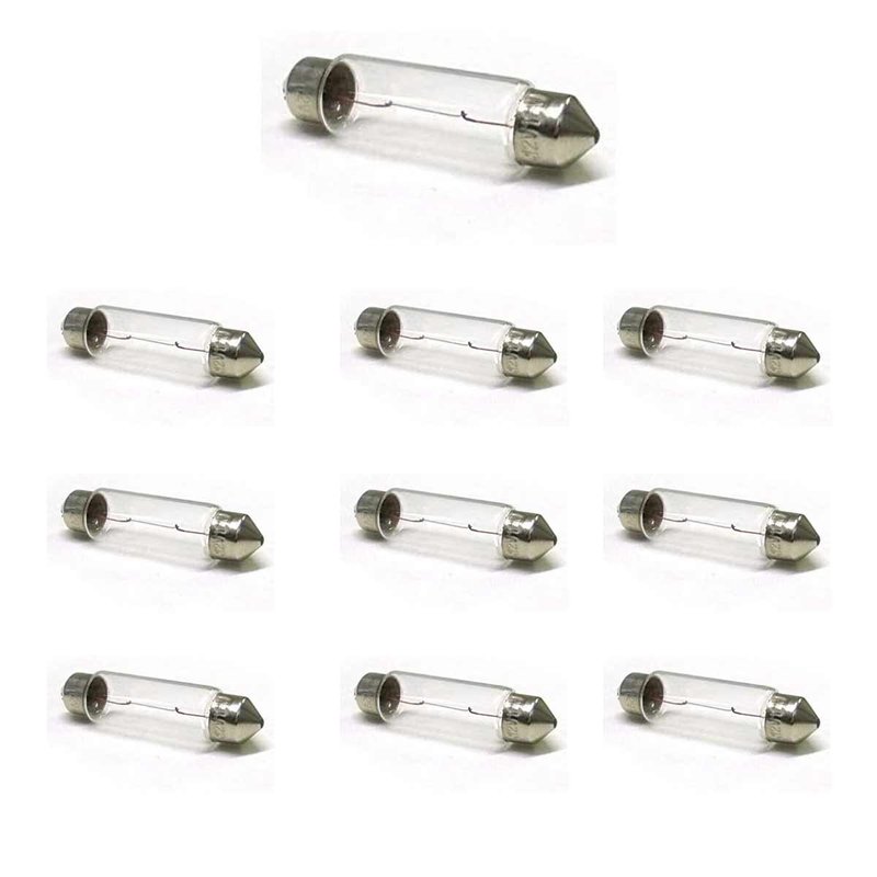 Set 10 lampade alogene siluro T11 C10W 41mm 24V 10W per interni e targa