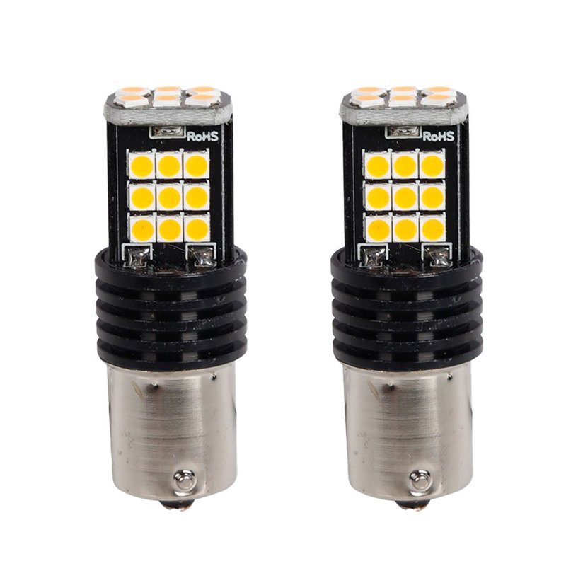 [PT200507X2] 2x Lampada LED BA15s S25 P21W 24 SMD 3030 12V 24V Gialla Ambra H50mm Canbus