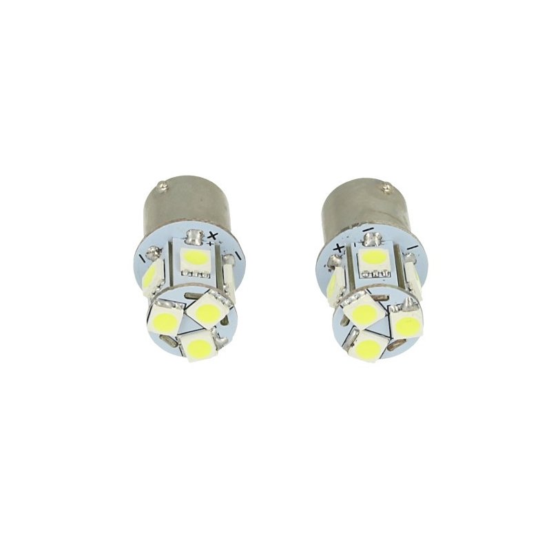 2 Lampade LED Canbus BA15S G18,5 R5W Rosso 24V 8 SMD 5050 Piedi Dritti Camion Bus Barca