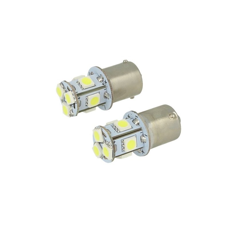 Coppia lampade LED BA15S 24V verdi Canbus R5W G18,5 8 SMD 5050