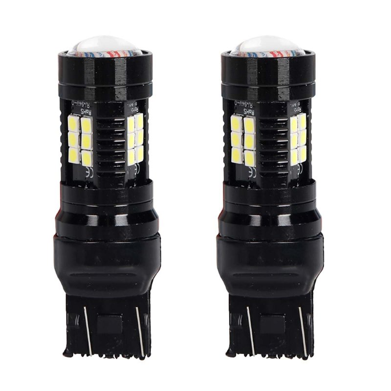 [PT200531X2] 2 Pezzi LED T20 7443 W21/5W Canbus Lampada Auto Camion 12V 24V 21 SMD 3030 5W/1.5W 300lm Doppio Filamento Bianco 65mm