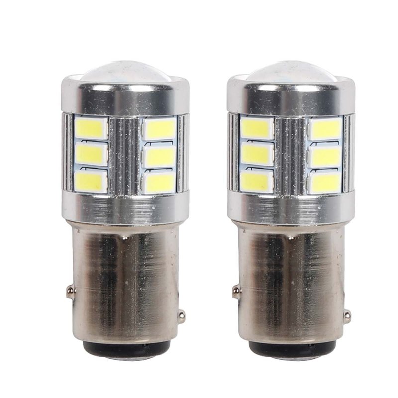 2 Pezzi Lampada LED BAY15D S25 P21/5W 18 SMD 3030 12V 24V 300lm 1W/2.5W Doppio Filamento Bianco Piedi Sfalsati 45mm